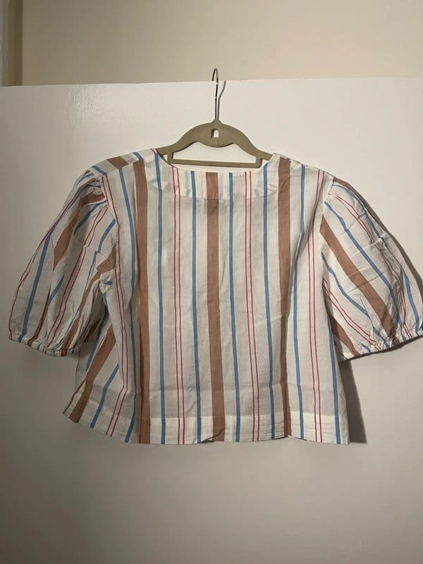 ASOS ASOS Design Carrie cotton tie-front beach top in multi stripe - Size 14 - 1