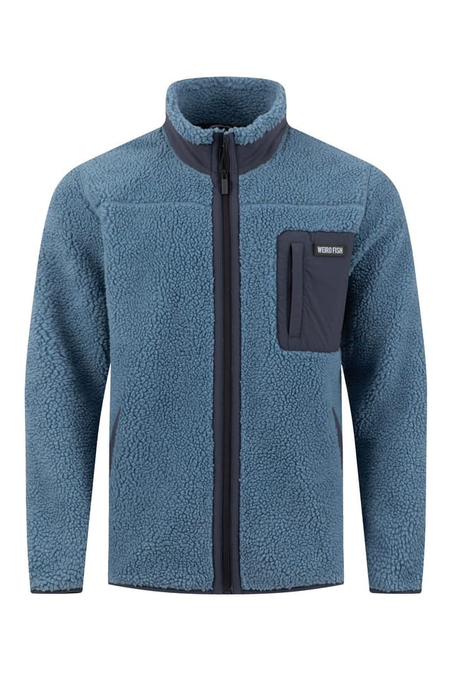 Weird Fish Weird Fish Men's Fletcher Borg Full Zip Fleece in Mid Blue - 2