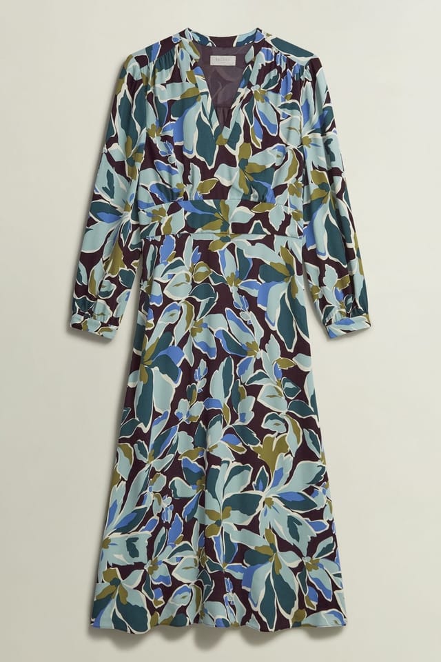 Hobbs London Hobbs London Women's Lea Sculpted Waist Midi Dress in Duck Egg Blue - 2