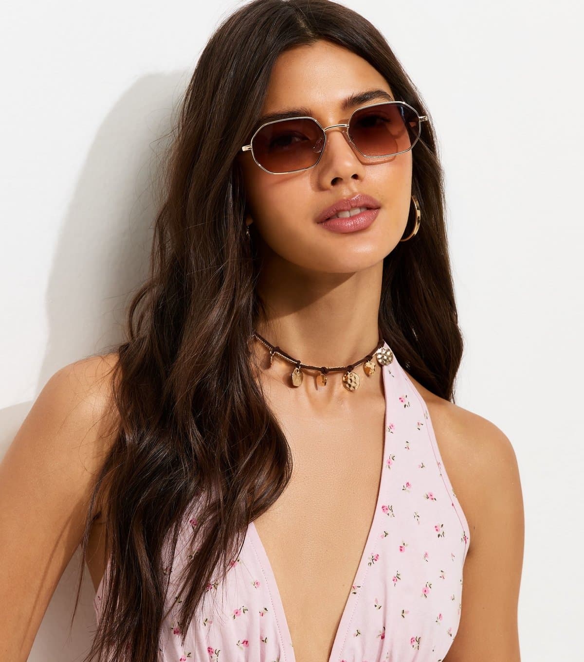 New Look Gold Metal Hexagonal Sunglasses New Look