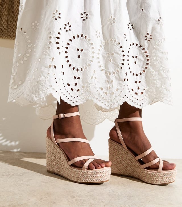 New Look Women's Light Pink Faux Leather Strappy Platform Wedge Sandals New Look - 2