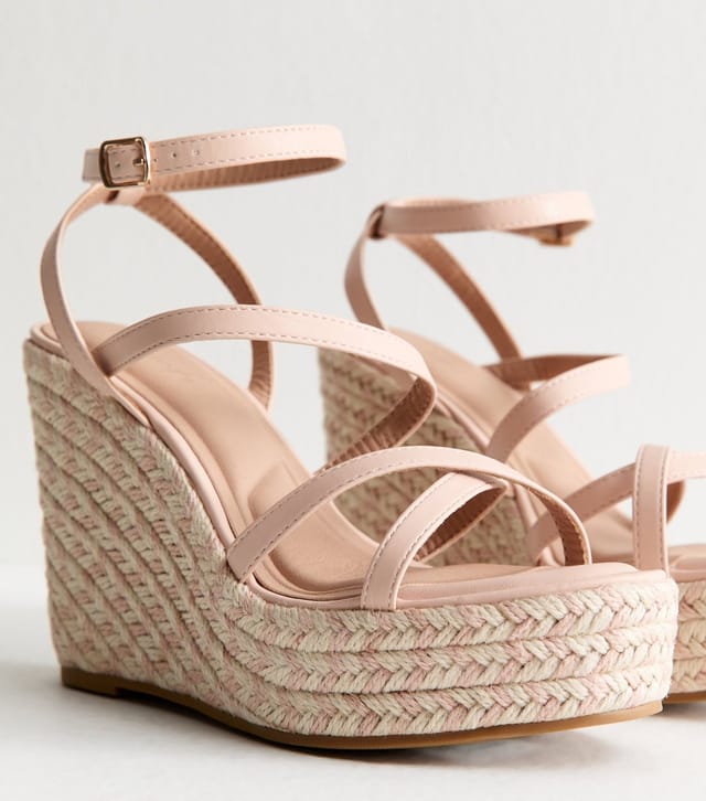 New Look Women's Light Pink Faux Leather Strappy Platform Wedge Sandals New Look - 3