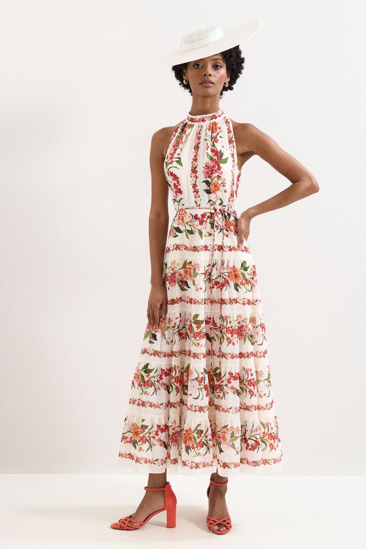 Phase Eight Phase Eight Women's Nita Halter Neck Floral Dress in Cream