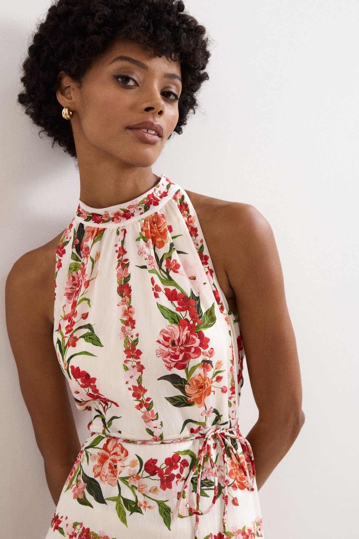 Phase Eight Phase Eight Women's Nita Halter Neck Floral Dress in Cream - 3