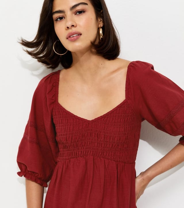 New Look Women's Red Shirred Milkmaid Midi Dress New Look - 3