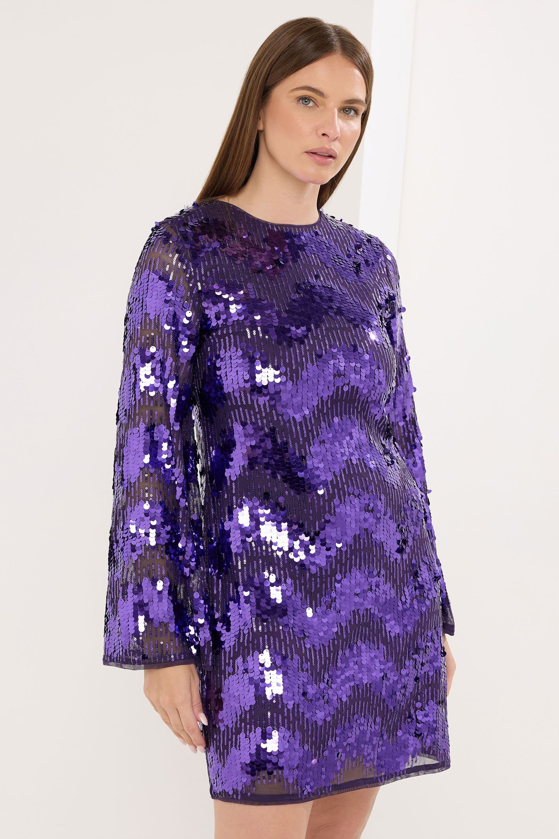 Star By Julien Macdonald Star by Julien Macdonald Women's Chevron Sequin Tunic Dress in Purple