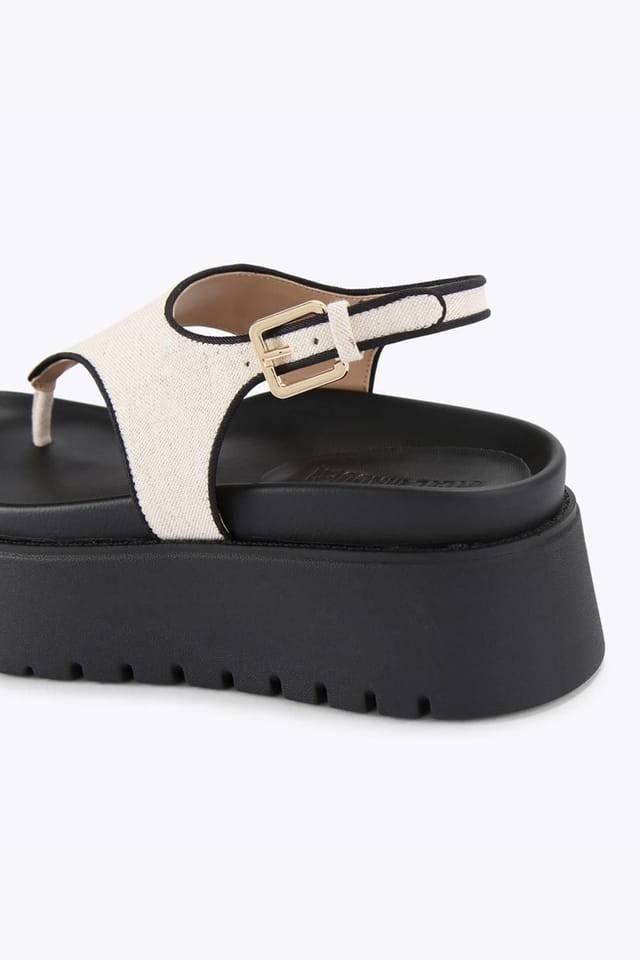 Steve Madden STEVE MADDEN Women's 'Tabor White' Fabric Sandals in Beige - 3