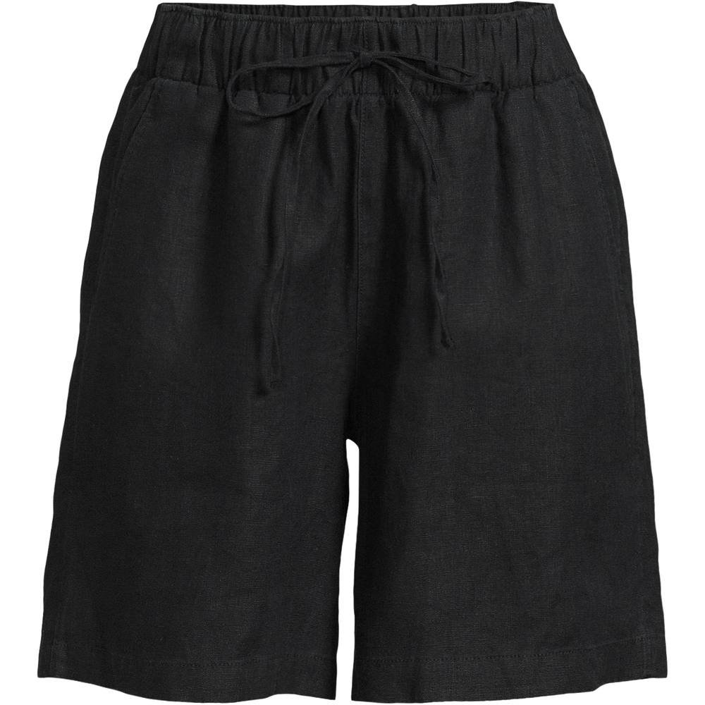 lands end Lands' End Women's Pull On Linen Shorts in Black - 3