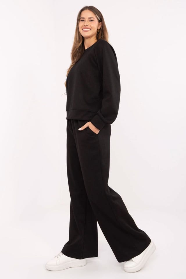 Love Lace Love Lace Women's Buttery Soft High Waisted Tracksuit Set in Black - 2