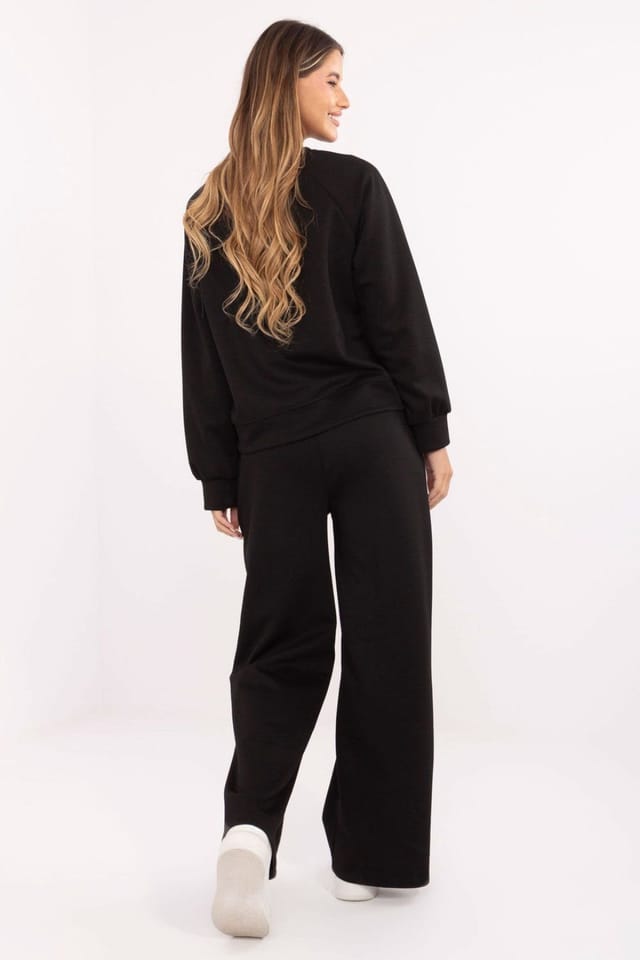 Love Lace Love Lace Women's Buttery Soft High Waisted Tracksuit Set in Black - 3