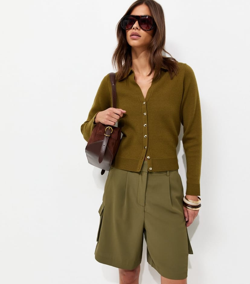 New Look Women's Dark Khaki Cargo City Shorts New Look - 1