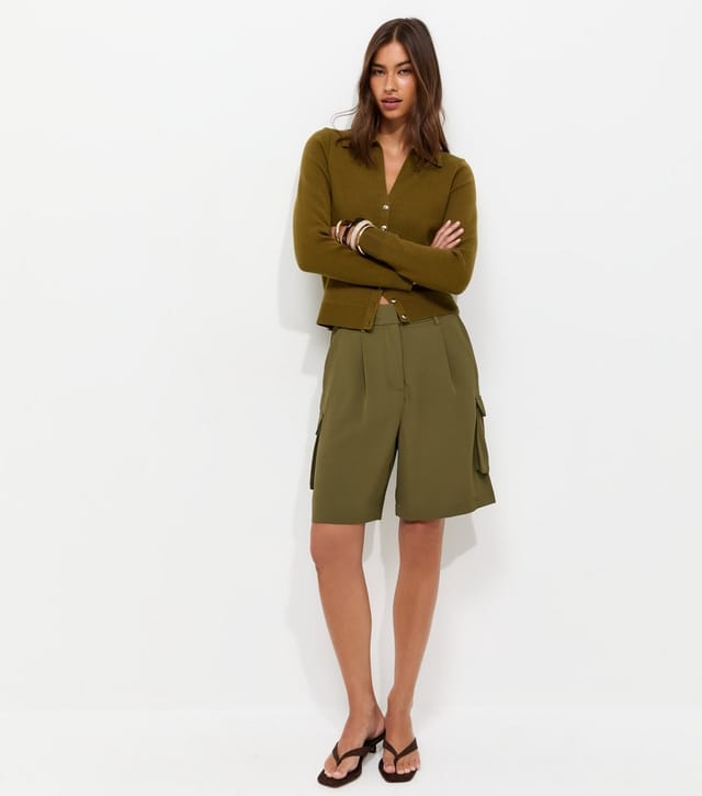New Look Women's Dark Khaki Cargo City Shorts New Look - 3