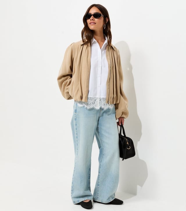 New Look Women's Petite White Cotton Rich Poplin Lace Trim Shirt New Look - 3