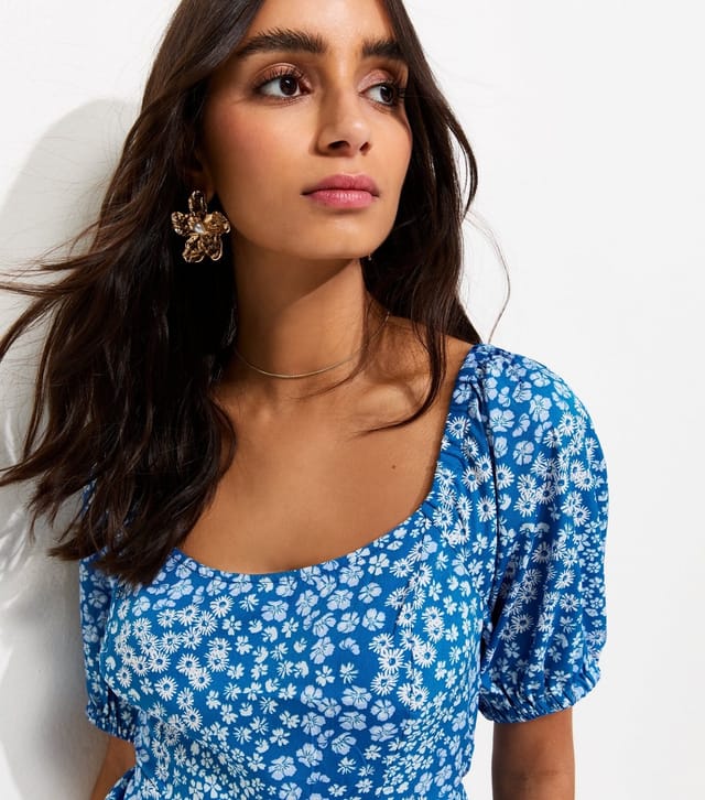 New Look Women's Blue Crepe Floral Tie Back Playsuit New Look - 2