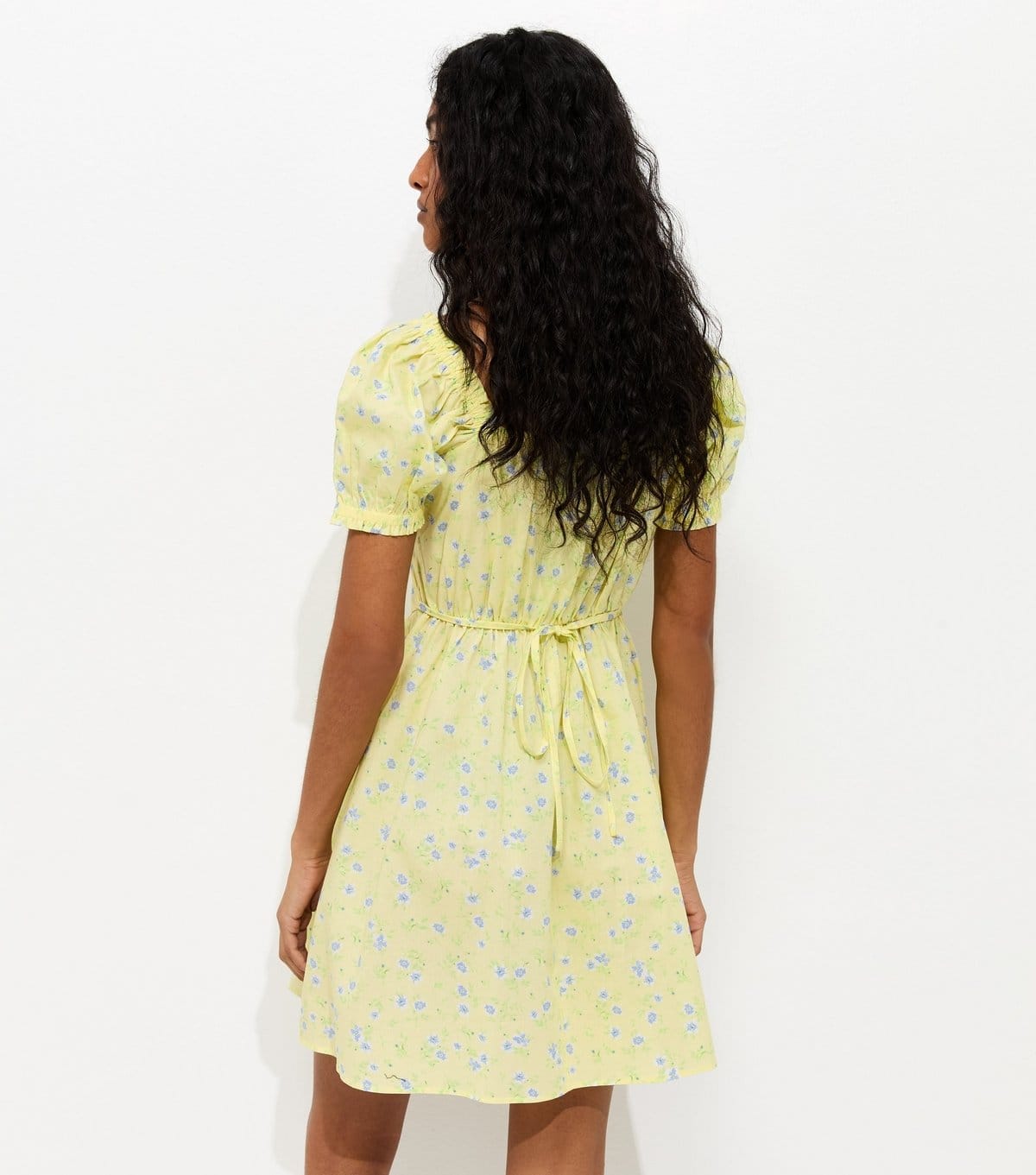 New Look Women's Light Yellow Floral Print Milkmaid Mini Dress New Look - 4
