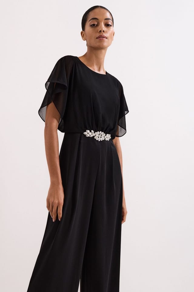 Phase Eight Phase Eight Women's Velma Embellished Waist Jumpsuit in Black - 3