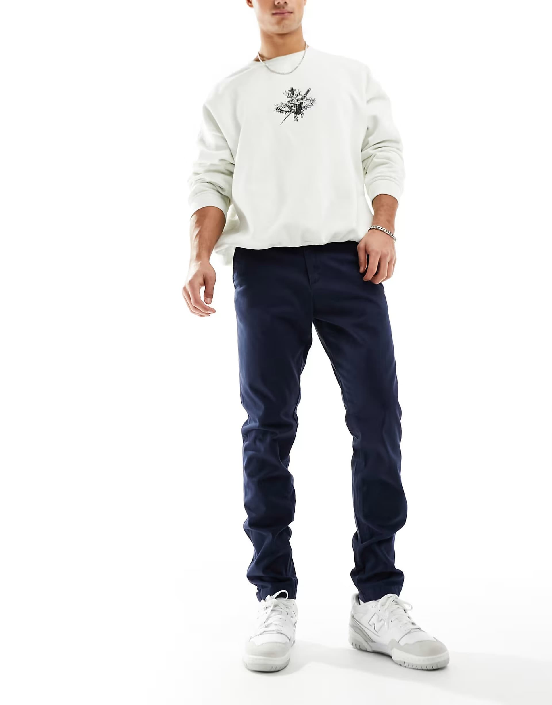 ASOS Jack & Jones Intelligence slim fit chinos in navy