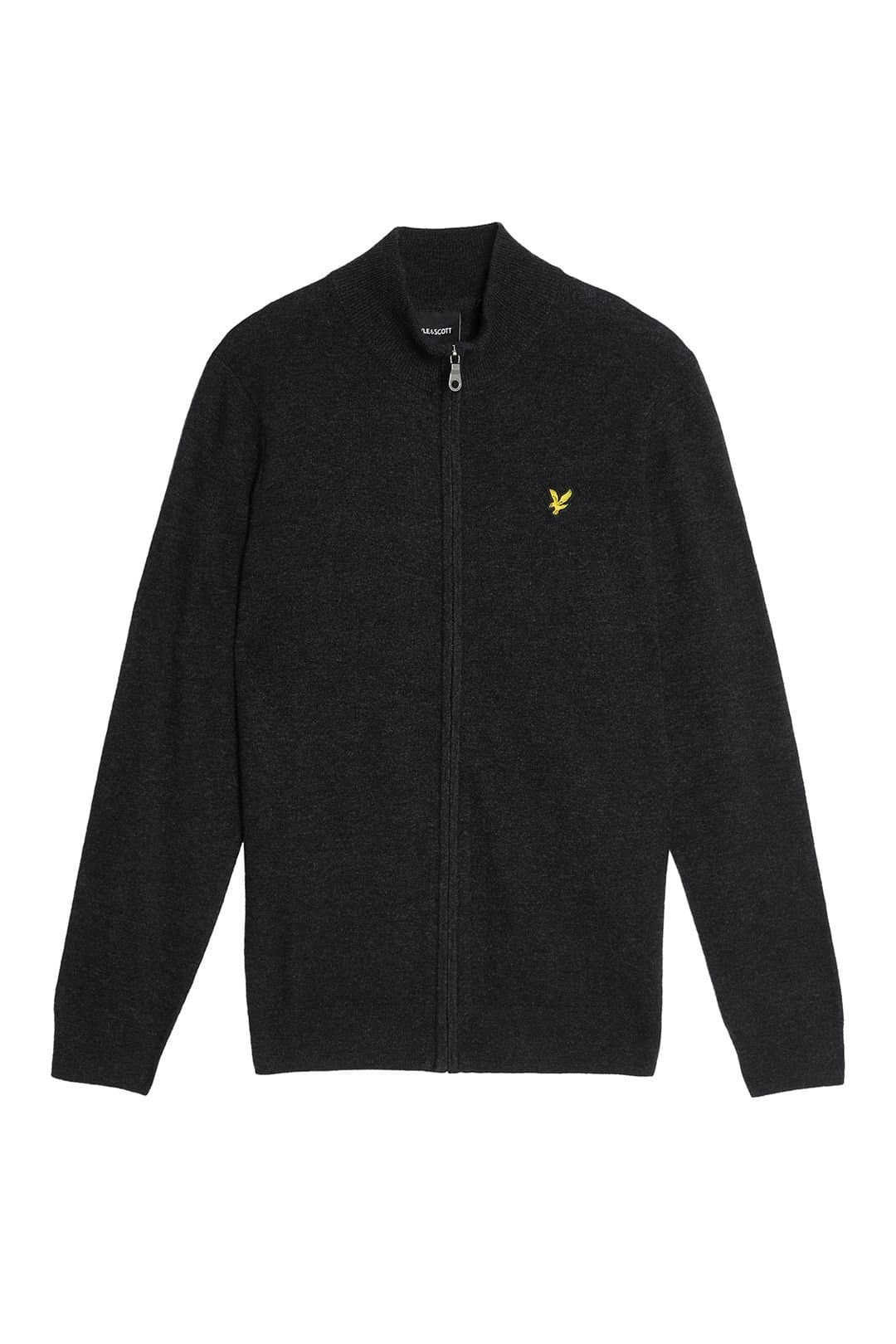 Lyle & Scott Lyle & Scott Men's Lambswool Blend Zip Through Cardigan Jet Black Marl