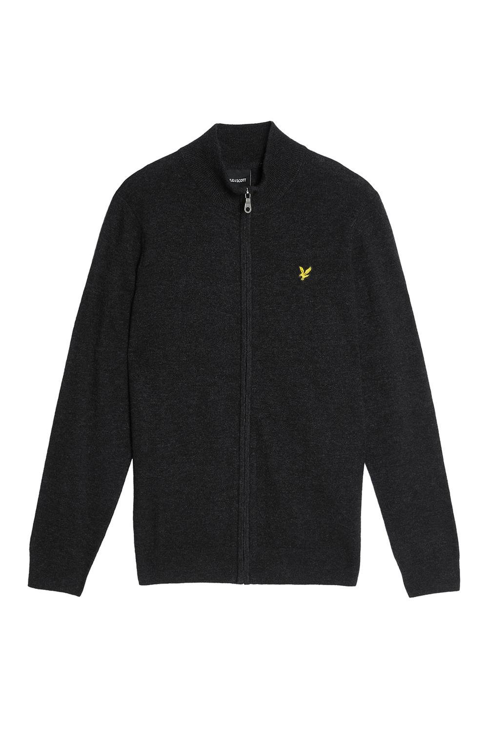 Lyle & Scott Lyle & Scott Men's Lambswool Blend Zip Through Cardigan Jet Black Marl - 2