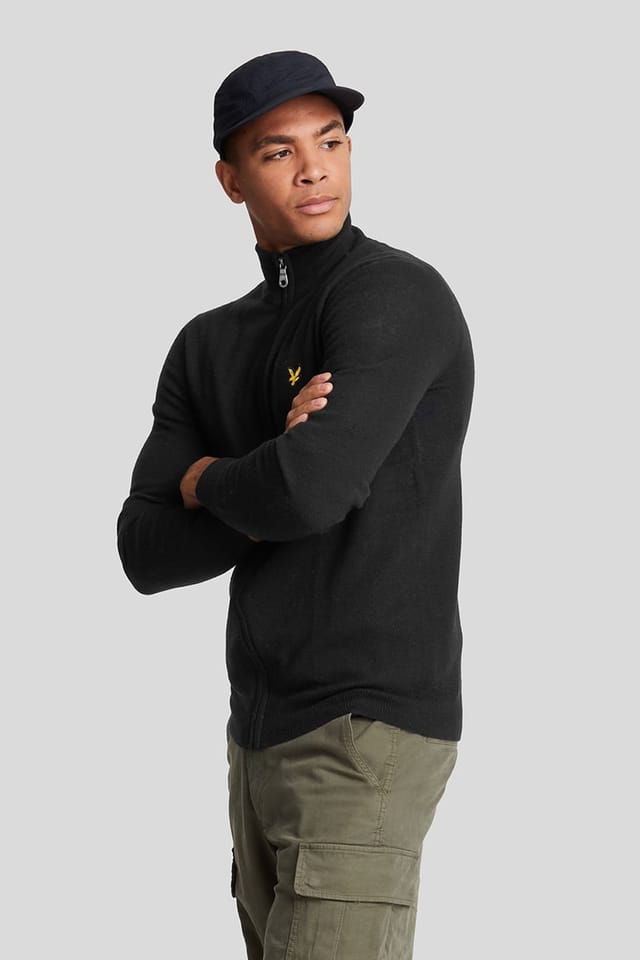 Lyle & Scott Lyle & Scott Men's Lambswool Blend Zip Through Cardigan Jet Black Marl - 2