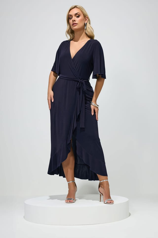 Yours Yours Women's Wrap Maxi Dress in Dark Navy - 3
