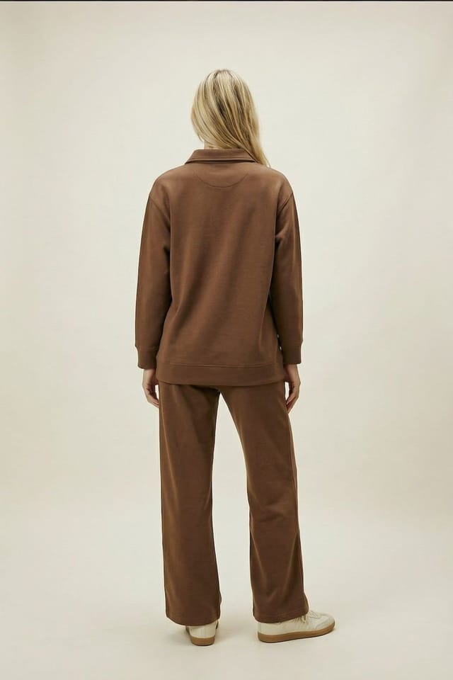 The Night Store The Night Store Women's Chocolate Button Collar Lounge Trouser Set - 3