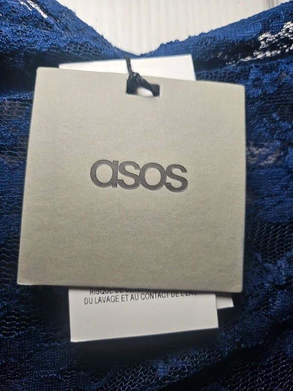 ASOS Asos blue lace belted dress. Size UK 4.