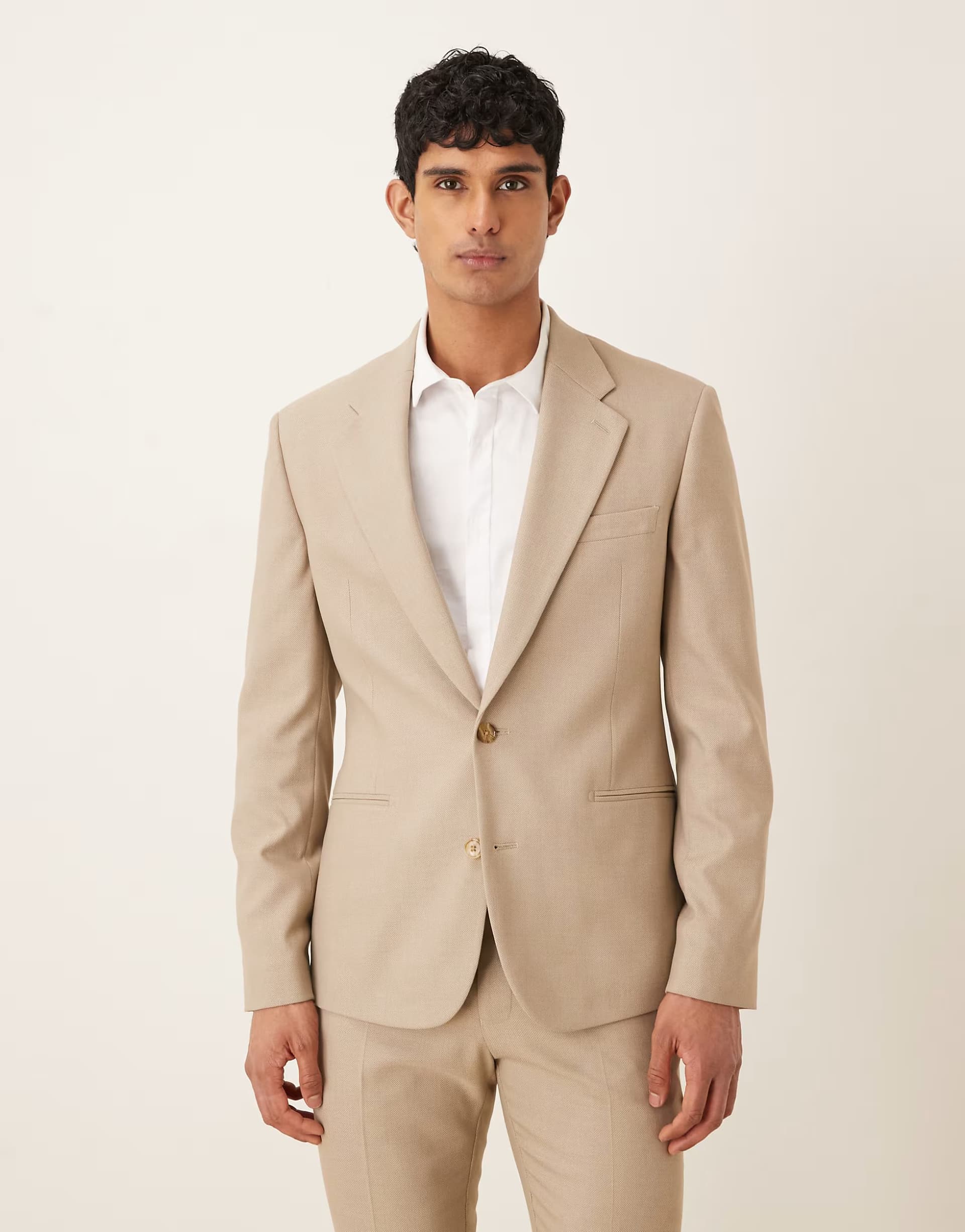ASOS ASOS DESIGN skinny suit jacket in stone microtexture