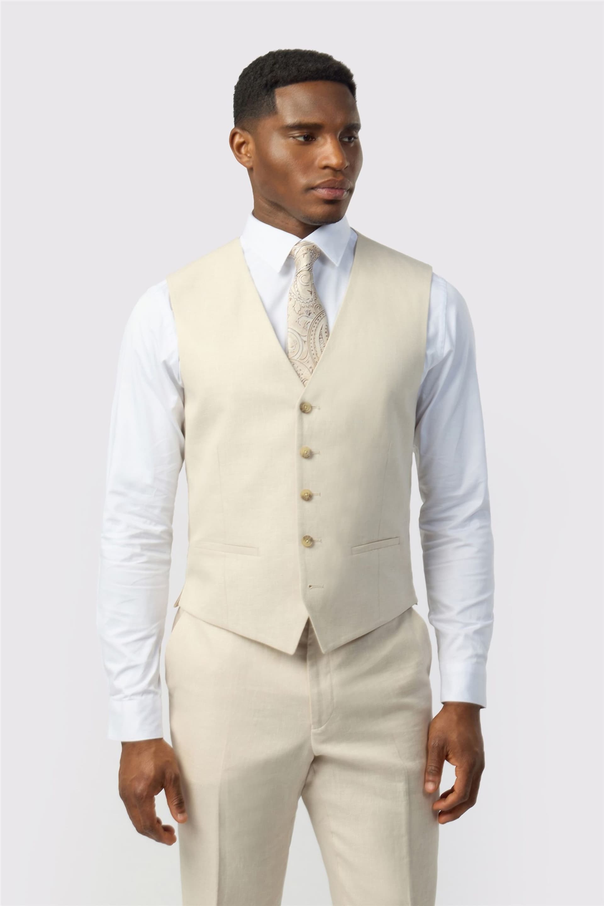 Ted Baker Ted Baker Men's Single Breasted Five Button Tailored Suit Waistcoat in Nude