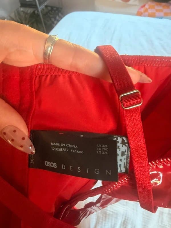 ASOS Asos red shiny latex look bustier corset top