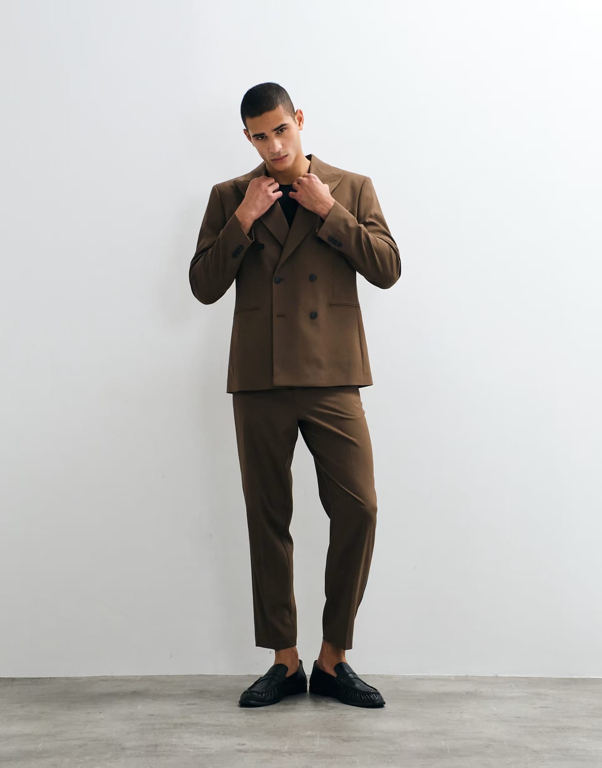 ASOS ASOS DESIGN regular double breasted suit blazer in brown - 1
