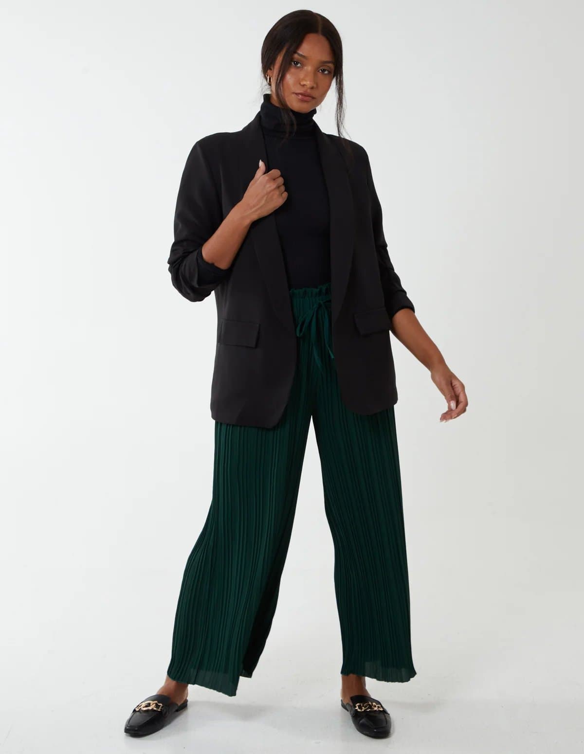 Blue Vanilla Wide Leg Pleated Trousers