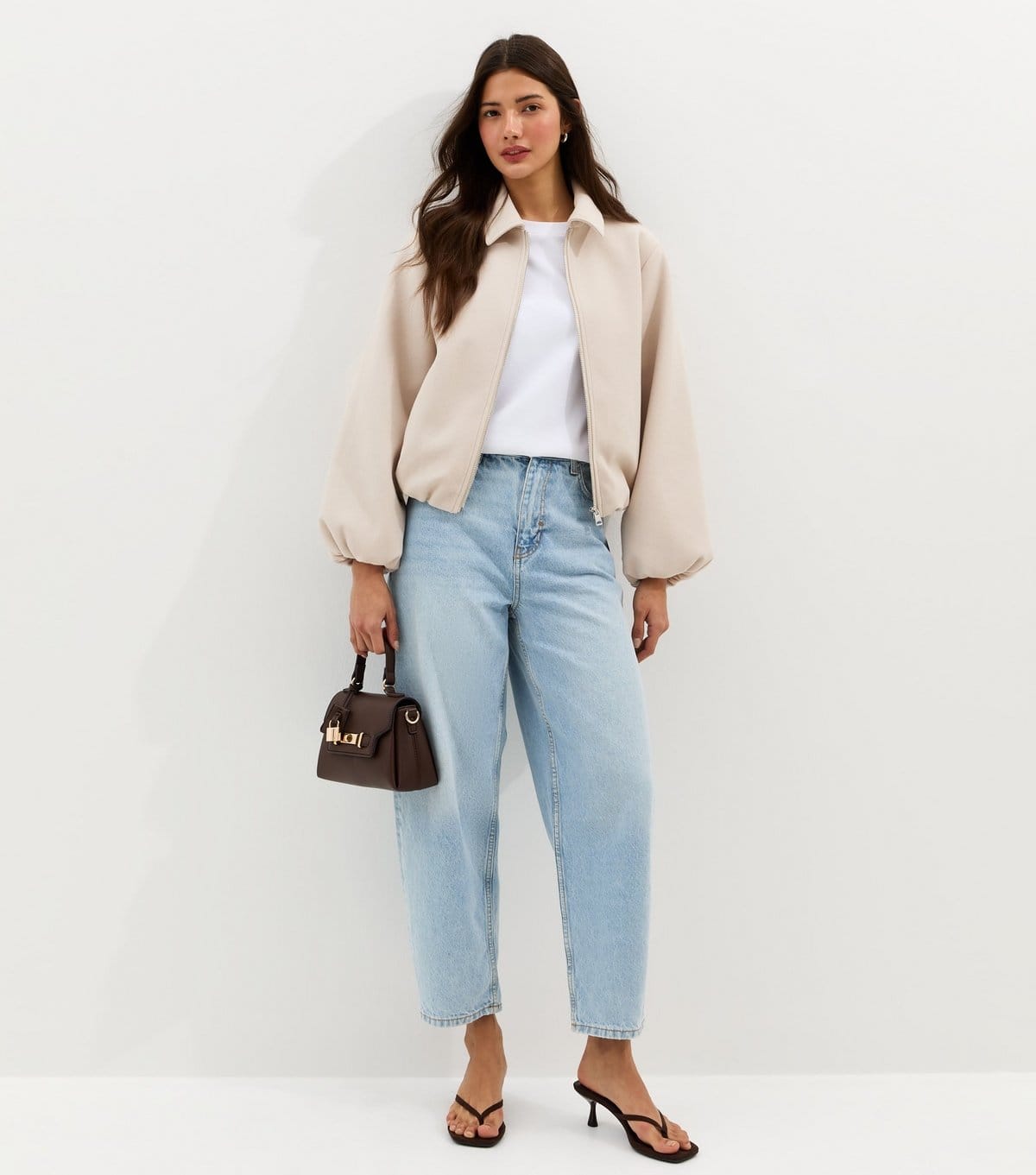 New Look Women's Cream Zip Through Collared Bomber Jacket New Look - 4