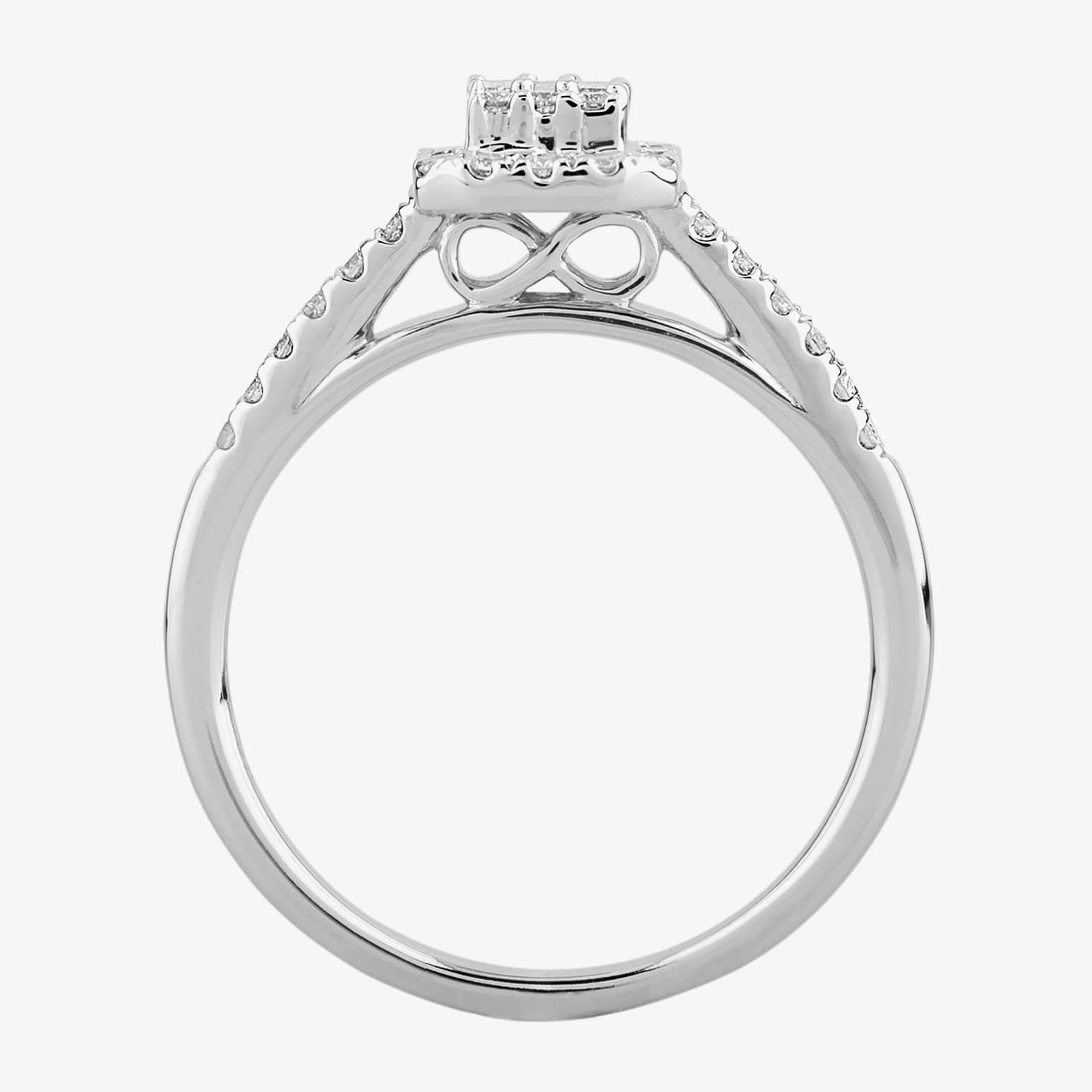 T.H.Baker T.H.Baker Women's 9ct White Gold 0.35ct Multi-Cut Diamond Square Cluster Ring in Silver - 3