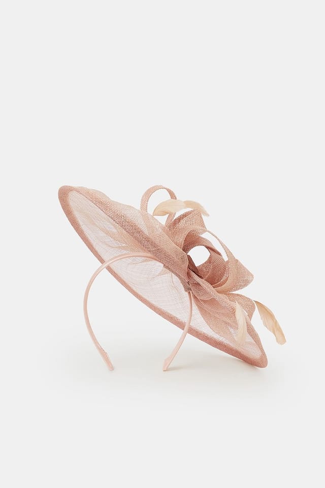 Accessorize Accessorize Women's Woven Bow Feather Disc Fascinator in Pink - 2