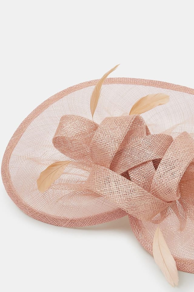 Accessorize Accessorize Women's Woven Bow Feather Disc Fascinator in Pink - 3