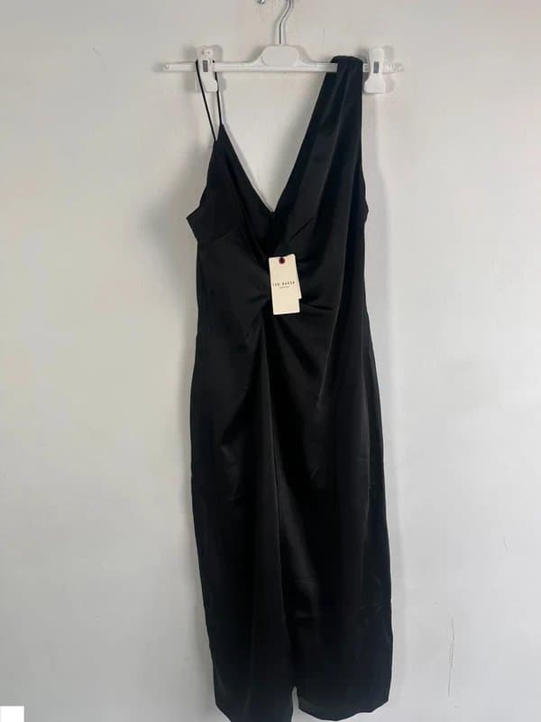 Ted Baker Ted baker slip dress satin black midi long cami top black 10 size 2 Ocellia