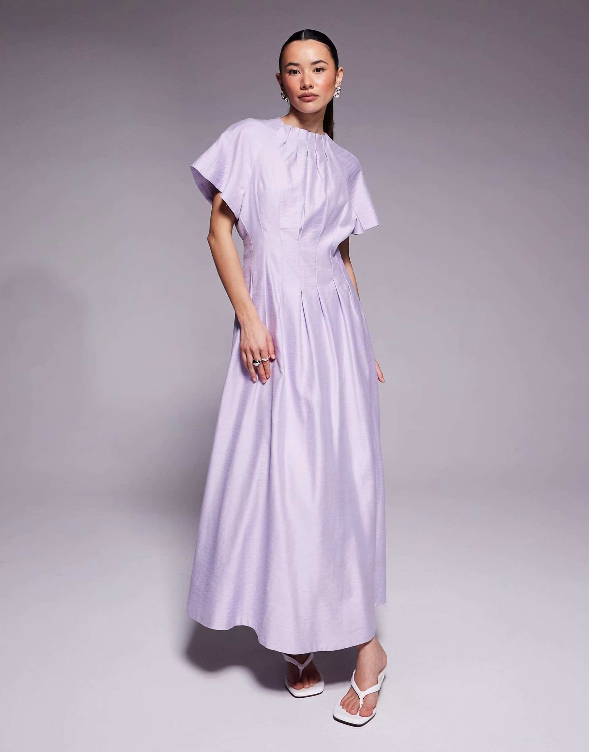 ASOS Forever New Petite flutter sleeve midaxi dress in lilac