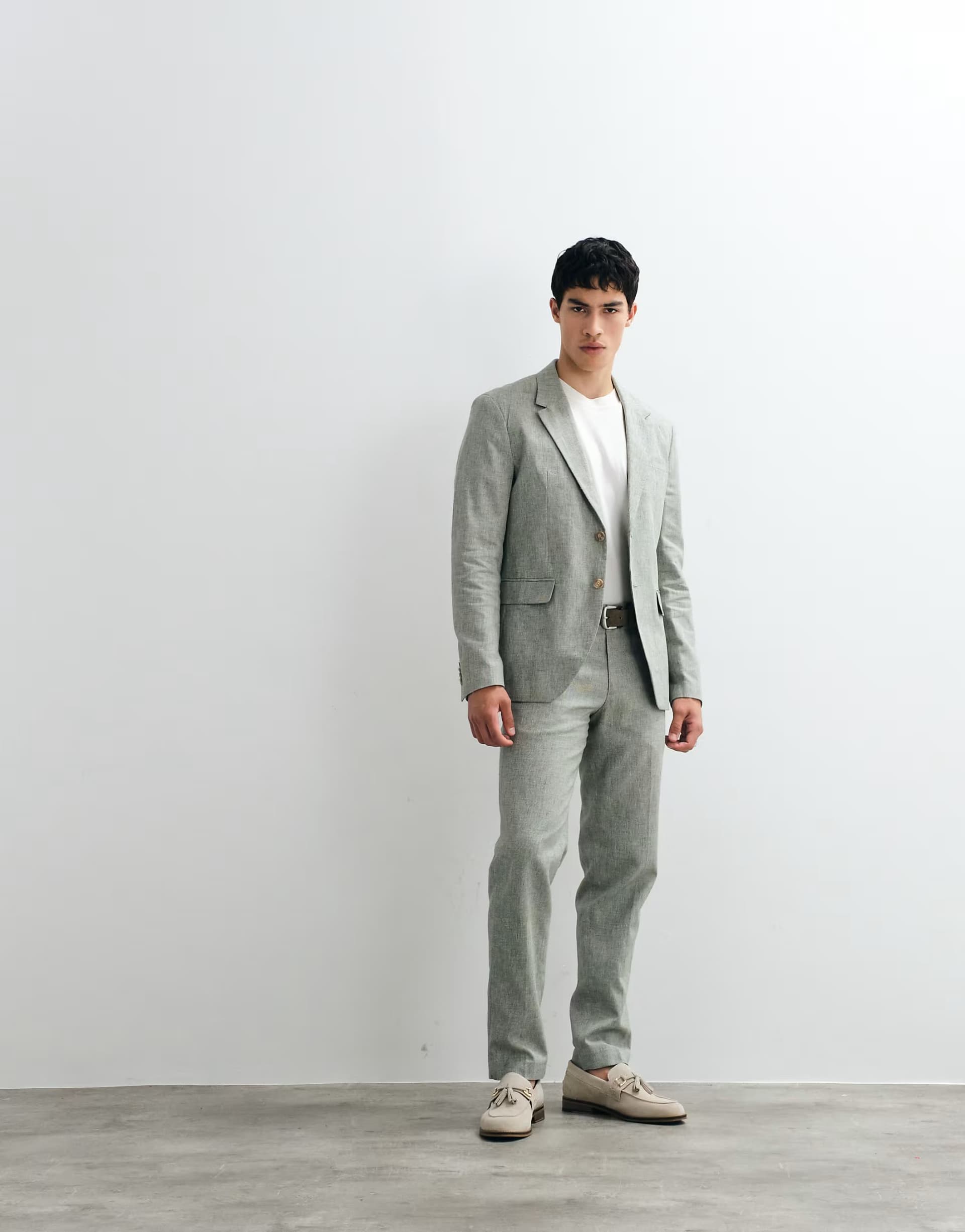 ASOS Jack & Jones Premium co-ord linen blend slim suit trousers in sage green