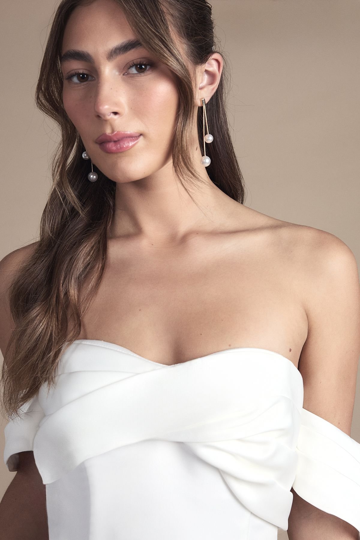 Coast Coast Women's Bardot Twist Structured Satin Maxi Wedding Dress with Fishtail Train in White - 4