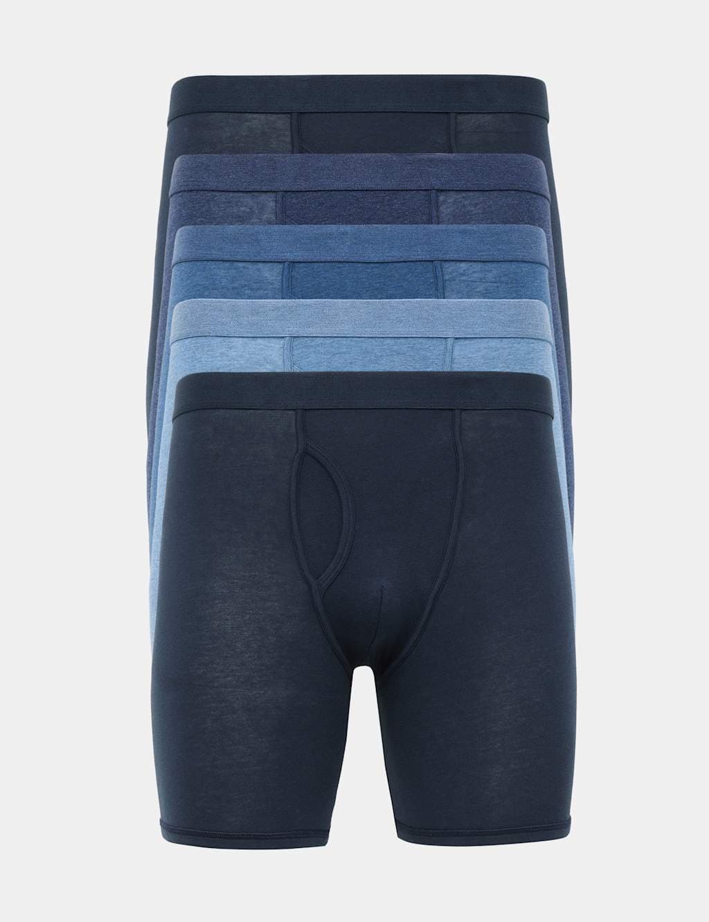 Marks & Spencer M&S 5 Pack Cotton Stretch Longer Length Trunks Navy Mix