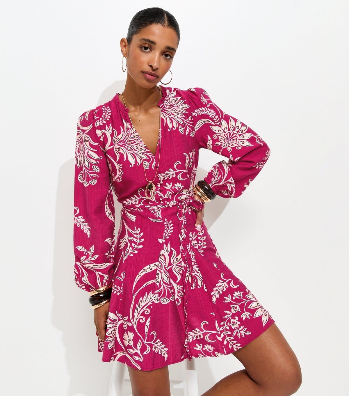 New Look Women's Red Floral Print Godet Skirt Flippy Mini Dress New Look