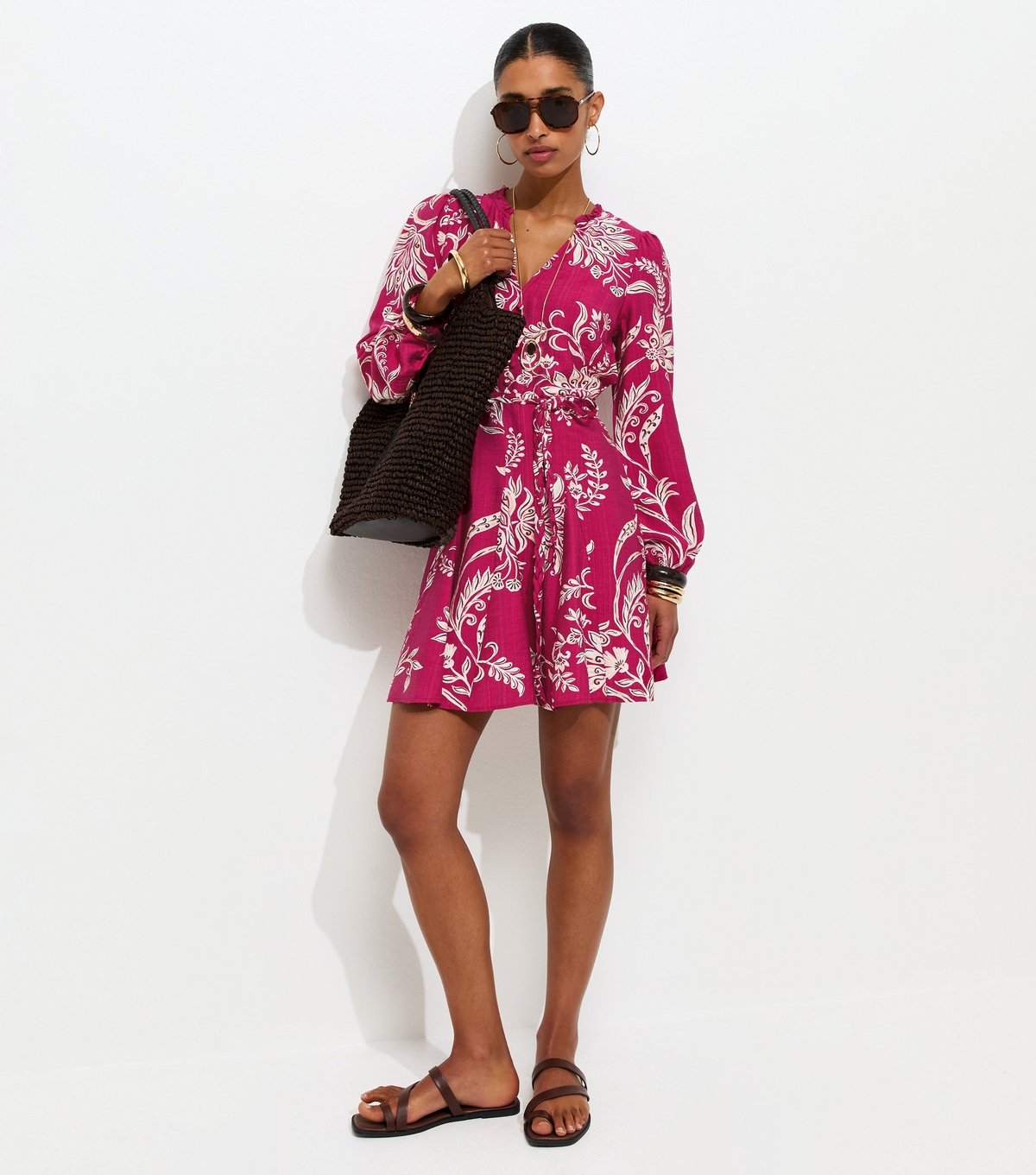 New Look Women's Red Floral Print Godet Skirt Flippy Mini Dress New Look - 2