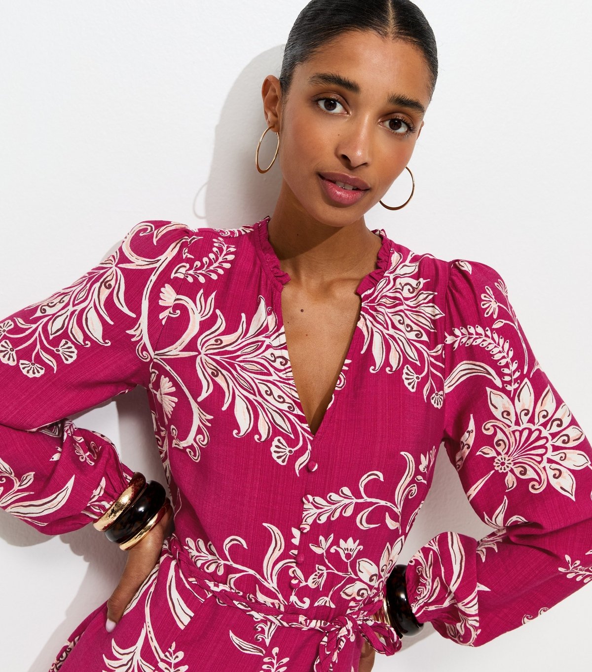 New Look Women's Red Floral Print Godet Skirt Flippy Mini Dress New Look - 3