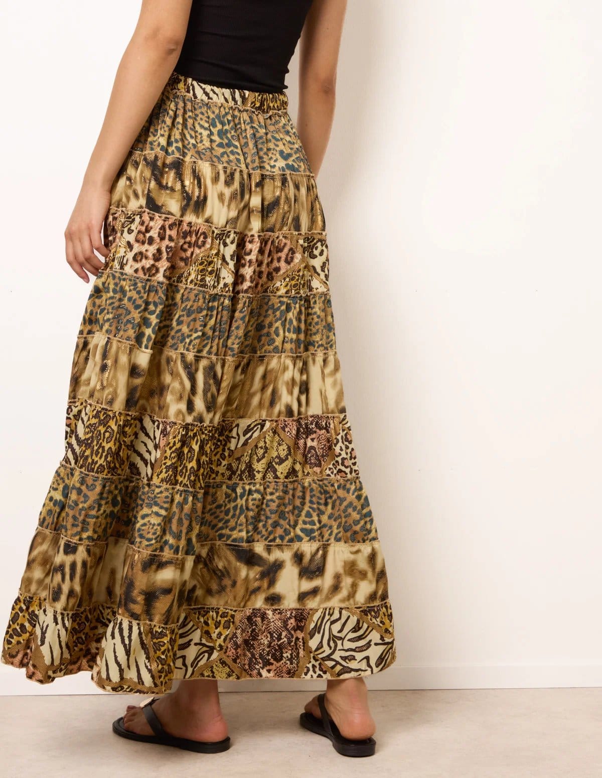 Blue Vanilla Animal Print Tiered Maxi Skirt - 4