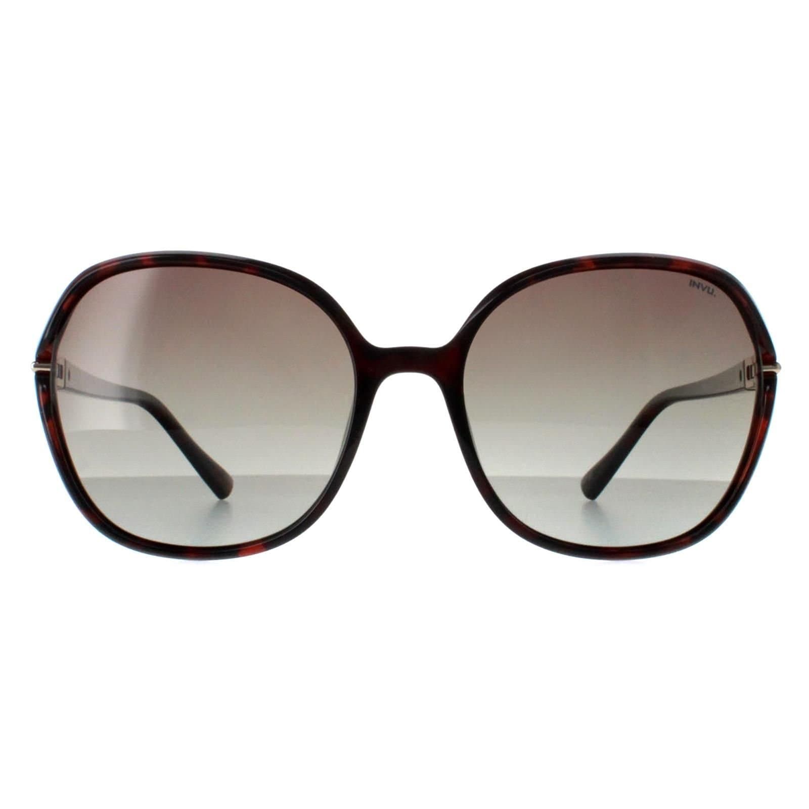 INVU INVU Women's Square Warm Demi Brown Tortoise Brown Polarized B2114