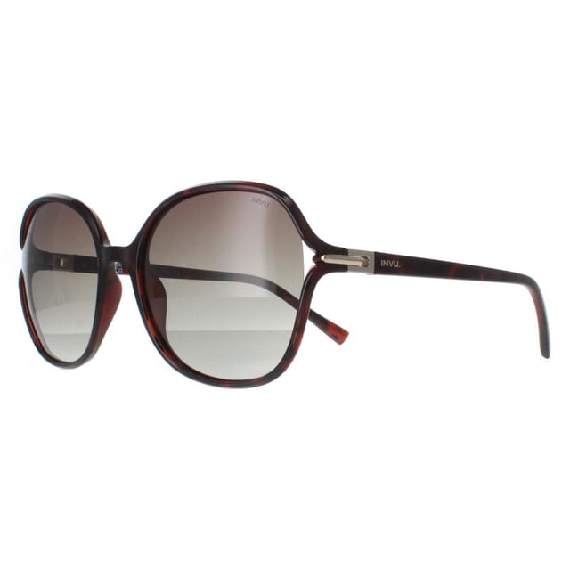 INVU INVU Women's Square Warm Demi Brown Tortoise Brown Polarized B2114 - 2