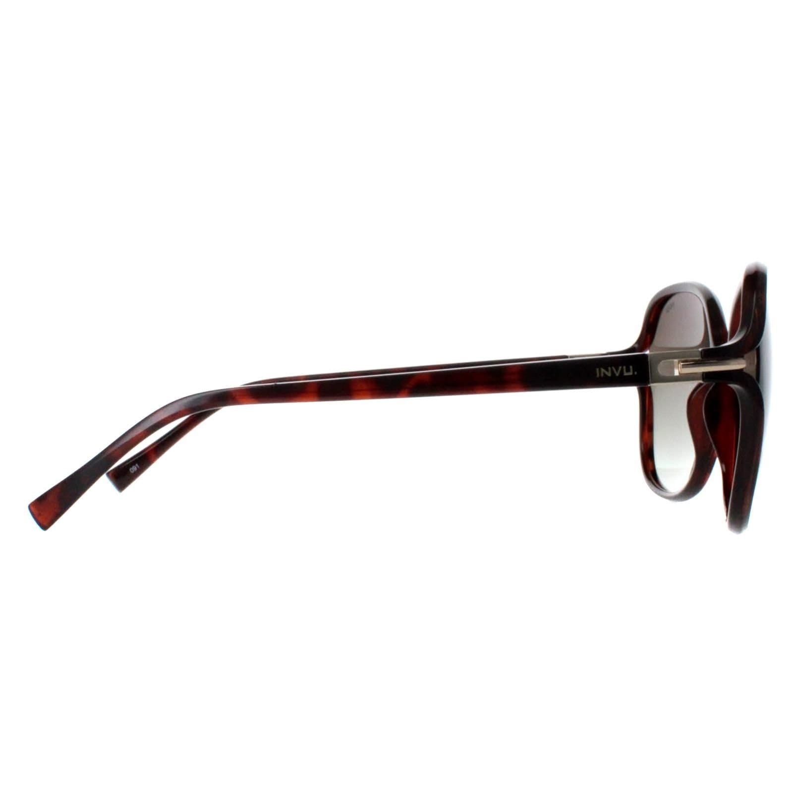 INVU INVU Women's Square Warm Demi Brown Tortoise Brown Polarized B2114 - 4