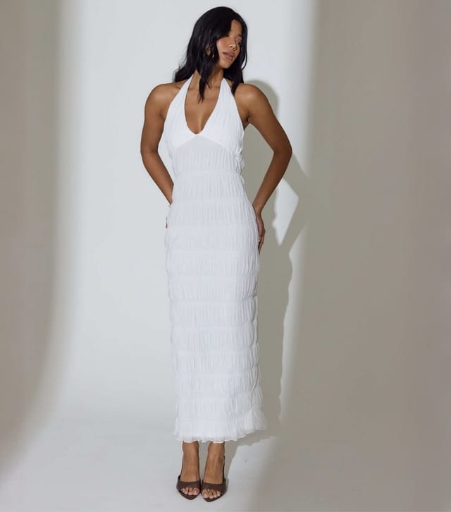 South Beach Women's White Ruched Halterneck Midi Dress South Beach New Look - 3
