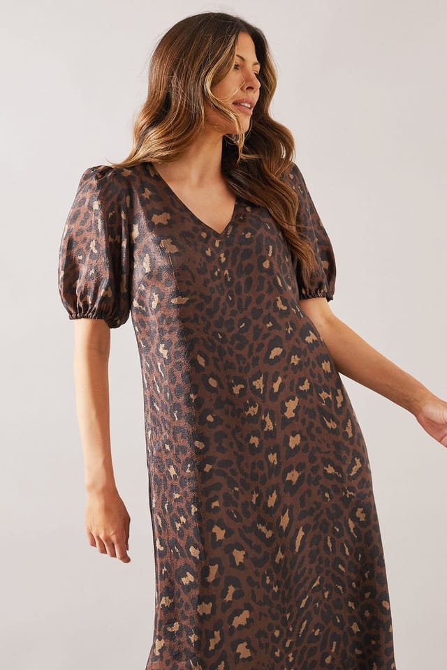Wallis Wallis Women's Leopard Organza Pocket Midaxi Dress in Neutral - 2